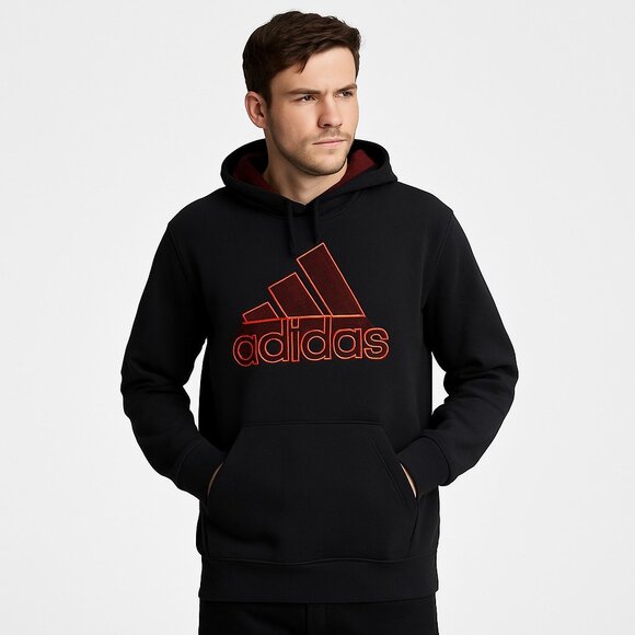 NWT Adidas Performance Pullover Hoodie Black Red Logo Large – Streetwear - Picture 1 of 13